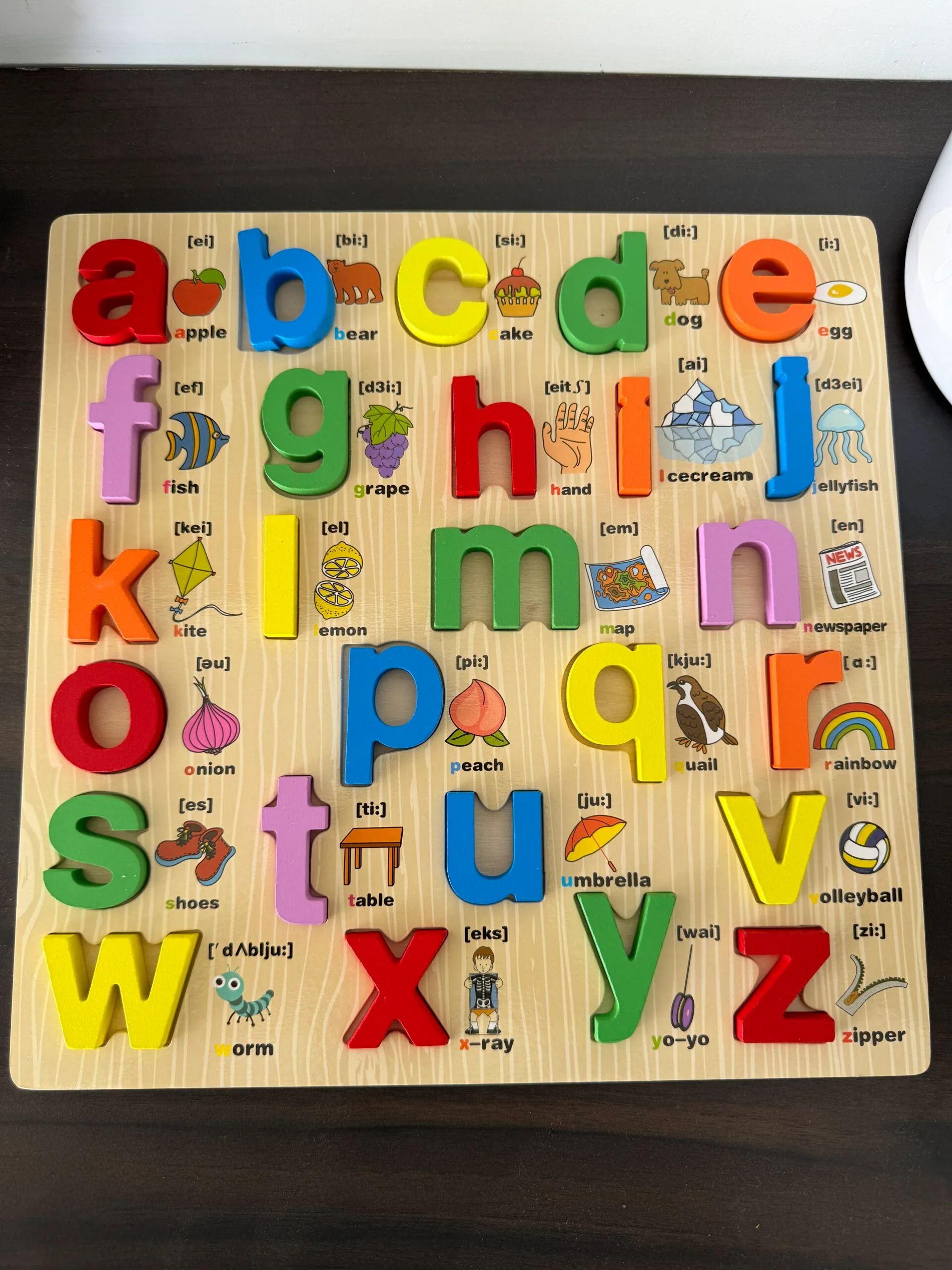 wooden 3D alphabet puzzle board - kottanas toy store