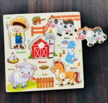 Farm Animals : Wooden mini peg board - Kottanas toy store