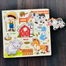 Farm Animals : Wooden mini peg board - Kottanas toy store