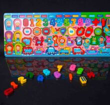 6 in 1 wooden learning board puzzle - kottanas toy store
